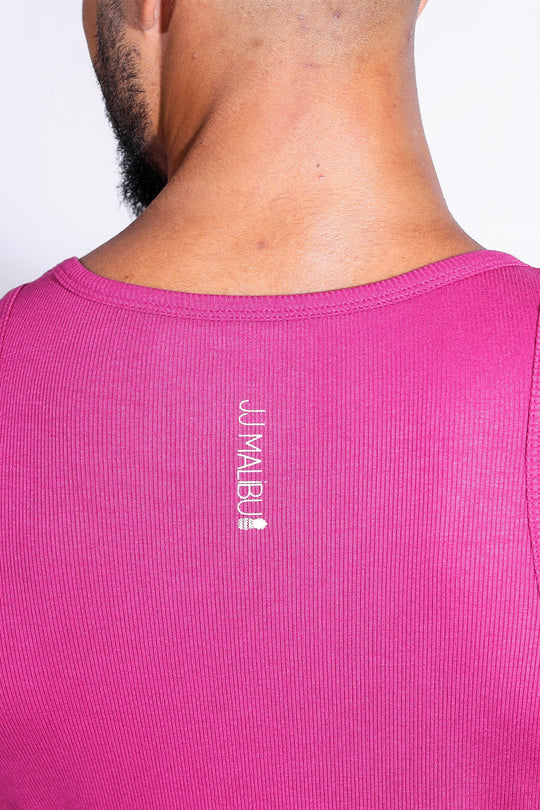 Top corto Dreamy Muscle Fit de canalé - Rosa oscuro