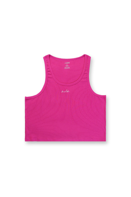Top corto Dreamy Muscle Fit de canalé - Rosa oscuro