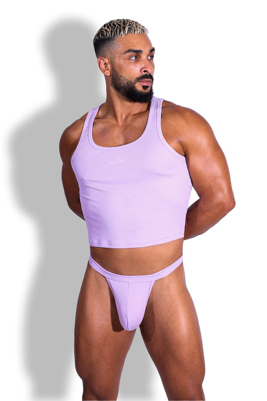 Top corto acanalado Dreamy Muscle Fit - Lavanda