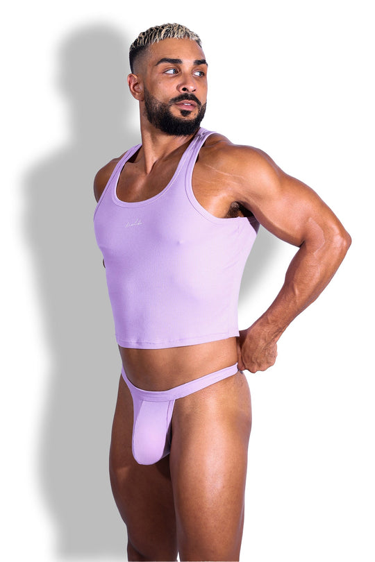 Top corto acanalado Dreamy Muscle Fit - Lavanda