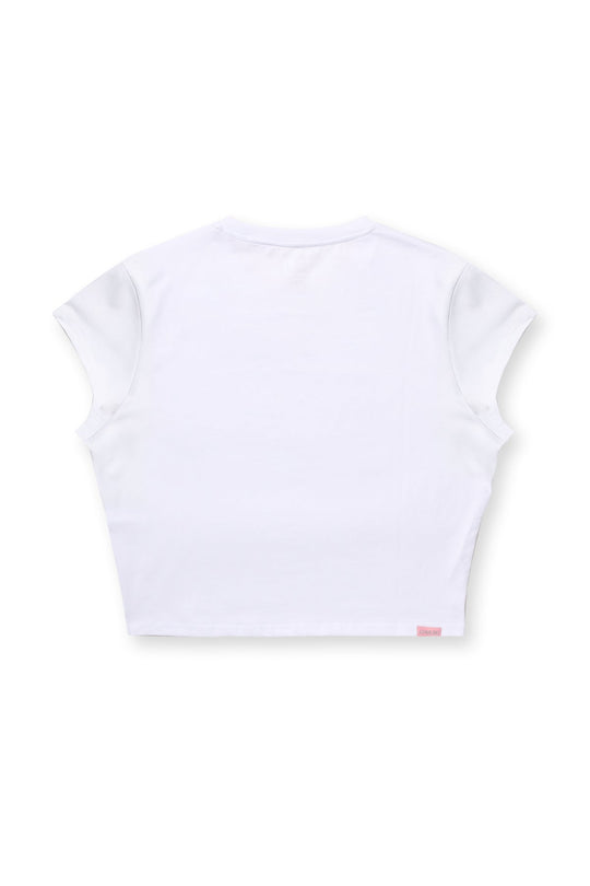 Camiseta corta de media manga ajustada - Blanca