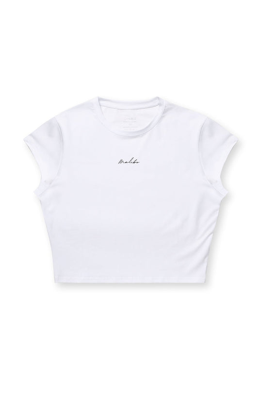 Camiseta corta de media manga ajustada - Blanca