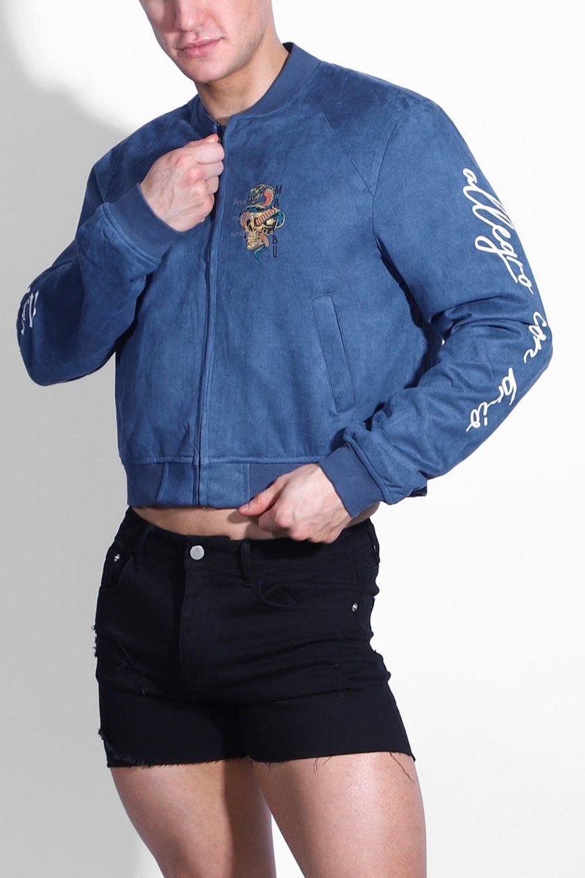 Chaqueta bomber corta de ante - Azul marino