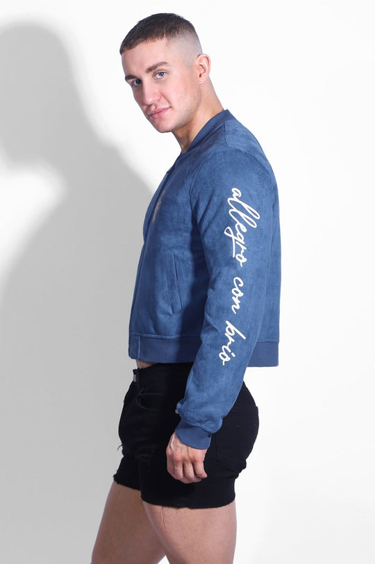 Chaqueta bomber corta de ante - Azul marino