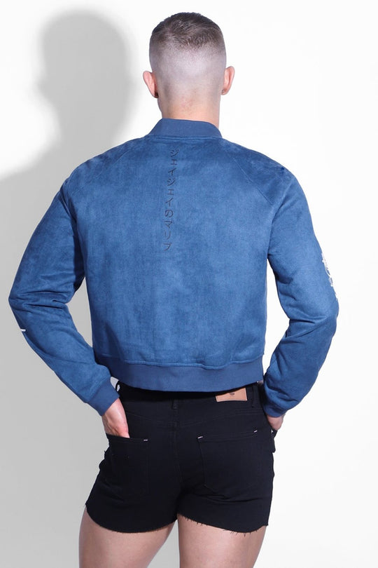 Chaqueta bomber corta de ante - Azul marino
