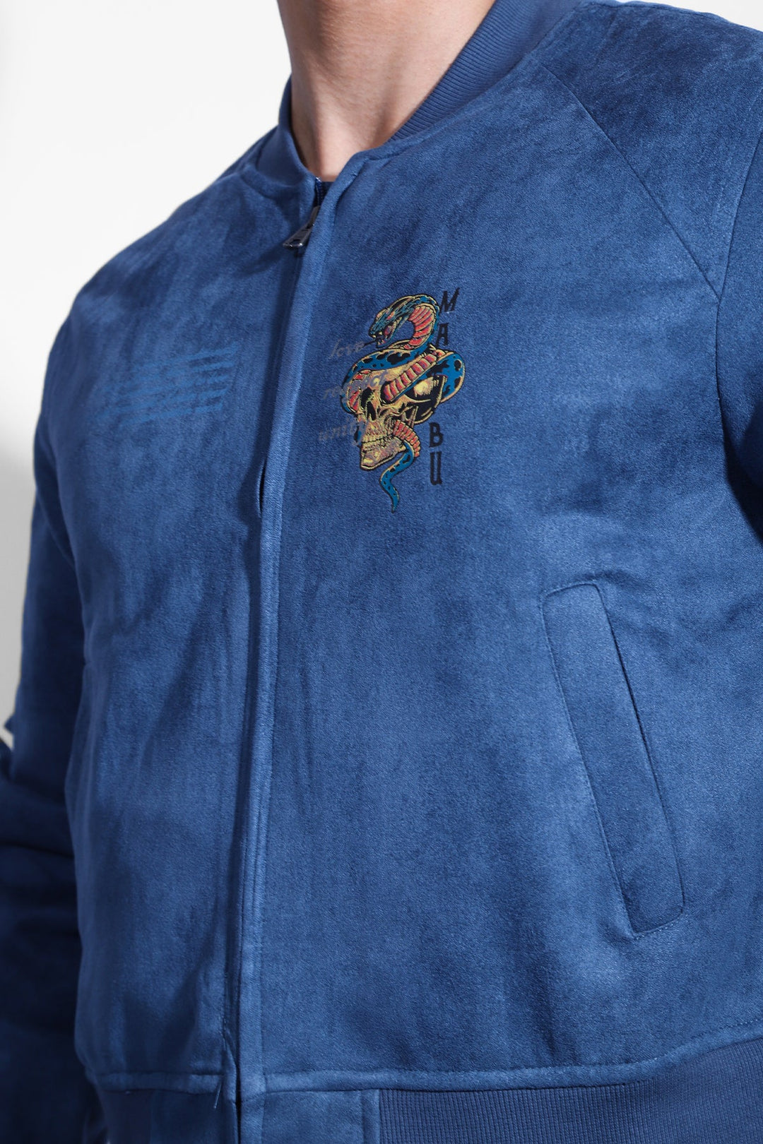 Chaqueta bomber corta de ante - Azul marino