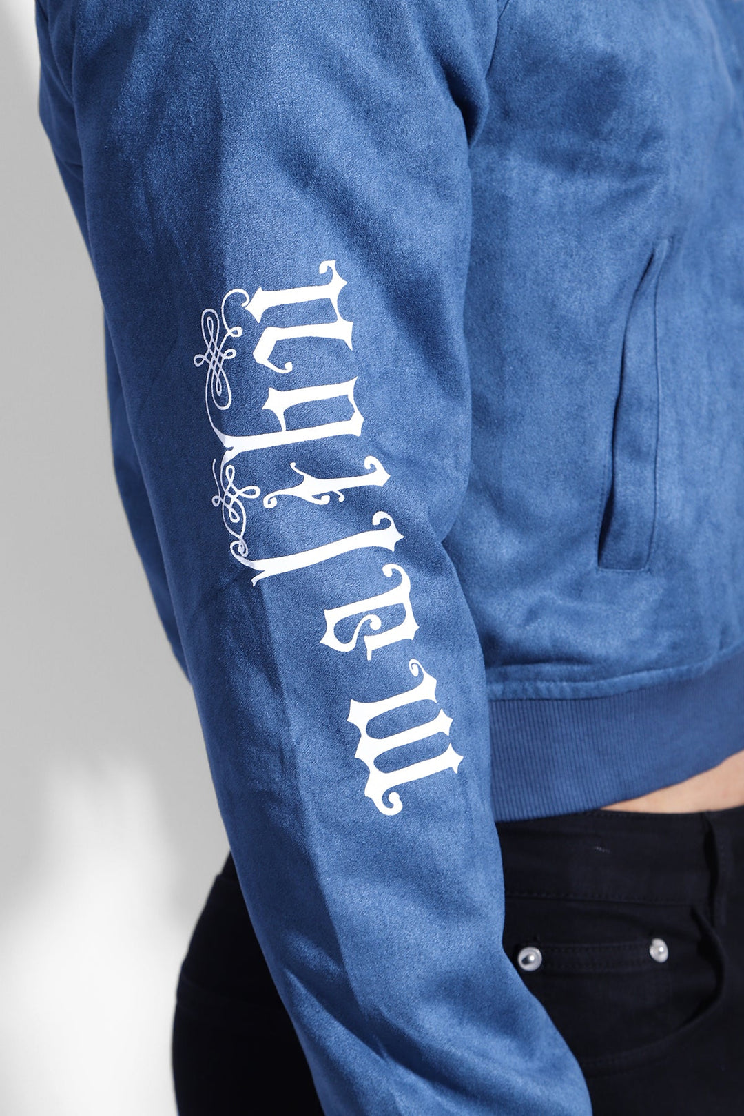 Chaqueta bomber corta de ante - Azul marino